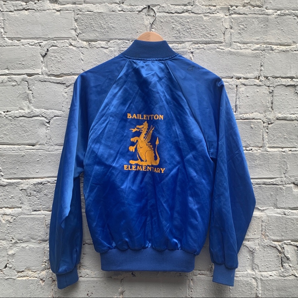 VINTAGE ROYAL BLUE SATIN BOMBER JACKET